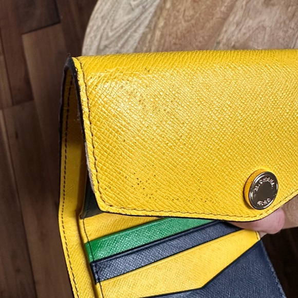 Michael Kors Yellow Navy Green TriFold Envelope Wallet - Picture 10 of 10